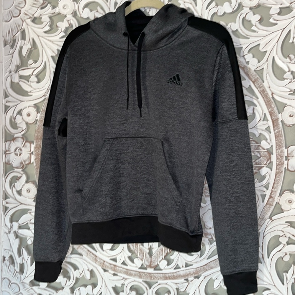 Adidas Climawarm Gray & Black Sweatshirt Hoodie -Size Small EUC - Picture 3 of 15